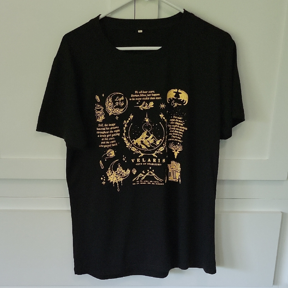 Velaris Black Tee with Yellow Graphic
